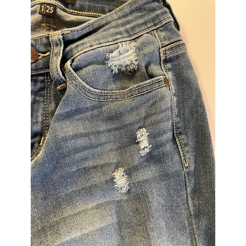 Judy Blue Jeans Womens 1/25  25x28.5 Blue Skinny Distressed Denim JB82109MD - Picture 4 of 16